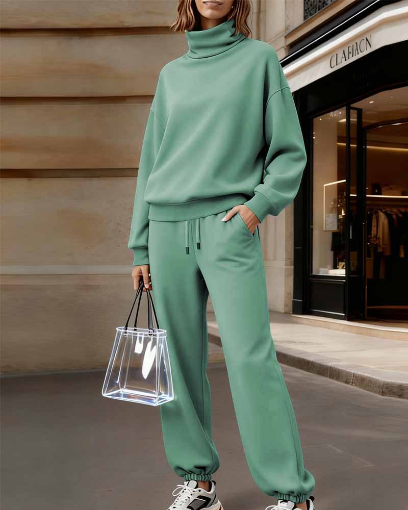Zeagoo Casual Turtleneck Sweatshirt Joggers Set Zeagoo Casual Turtleneck Sweatshirt Joggers Set