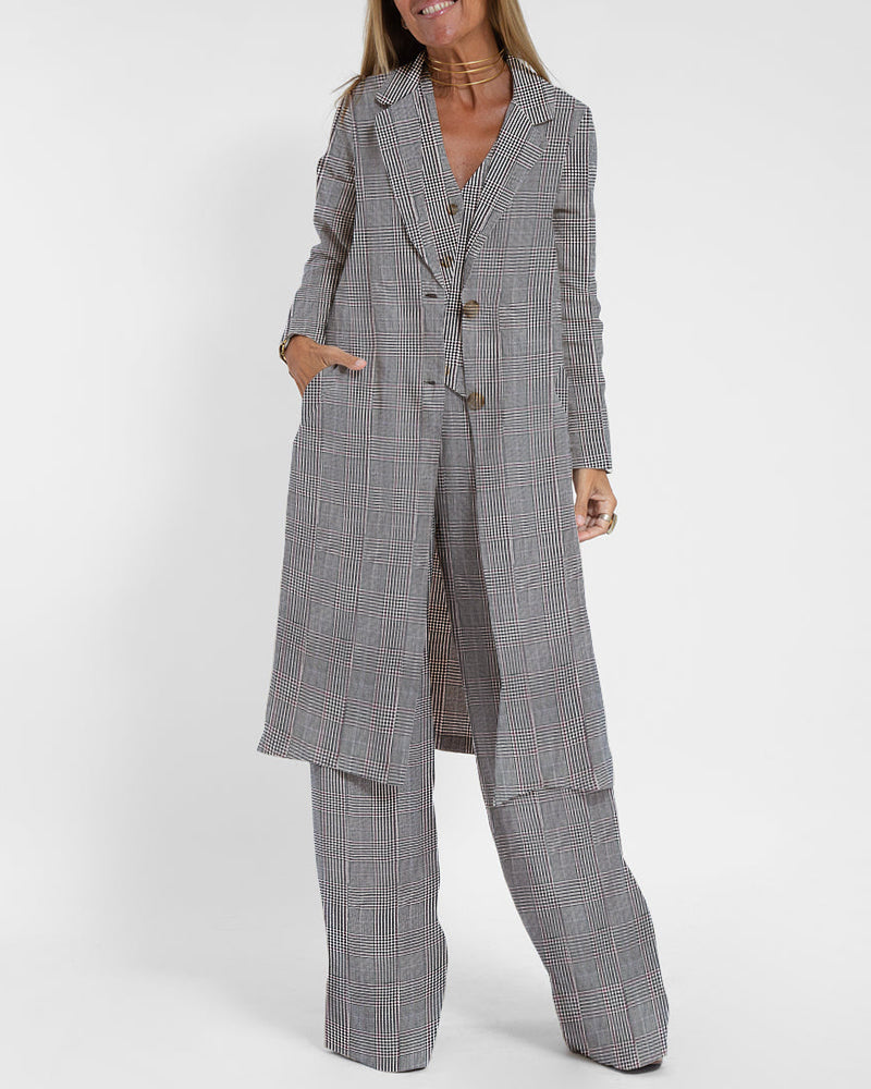 Zeagoo Casual Plaid Slim Fit Long Blazers Collar Jacket With Flap Pockets – Grey M Zeagoo Casual Plaid Slim Fit Long Blazers Collar Jacket With Flap Pockets – Grey M