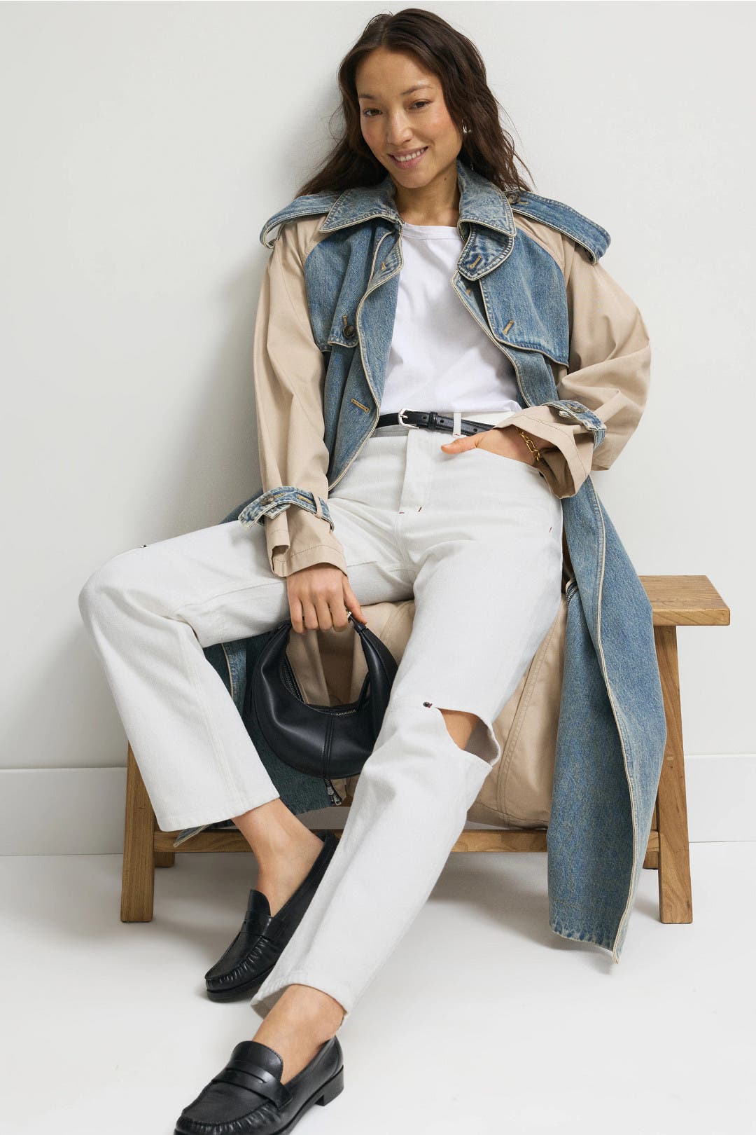 Still Here Cowgirl Tapered Cut Out Jeans Cream Still Here Cowgirl Tapered Cut Out Jeans Cream
