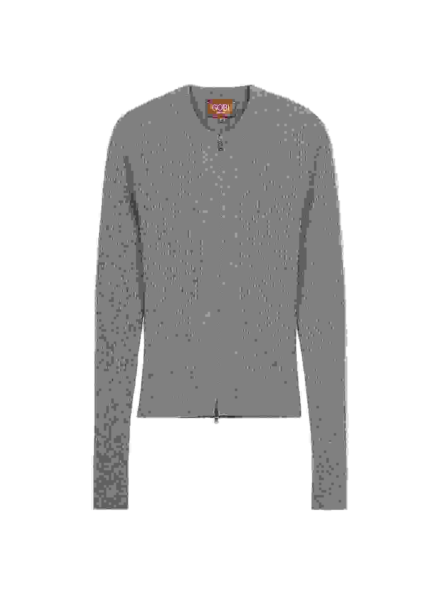 Cashmere Two-Way Zip Cardigan – L steel gray WK-