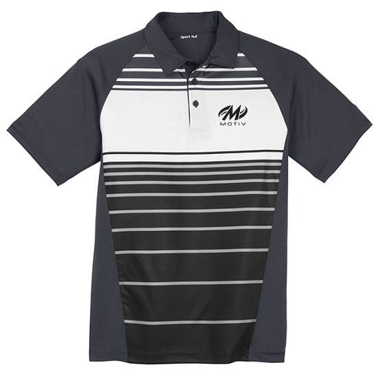 Motiv Men’s Ripcord Performance Polo Bowling Shirt Sublimated Black white Grey Motiv Men’s Ripcord Performance Polo Bowling Shirt Sublimated Black white Grey