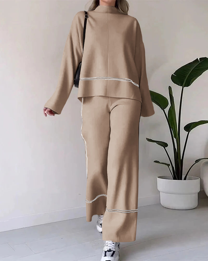 Zeagoo Chic Two-pieces Outfits Solid Color Casual Top Loose Trousers Pants Sets – Khaki S Zeagoo Chic Two-pieces Outfits Solid Color Casual Top Loose Trousers Pants Sets – Khaki S