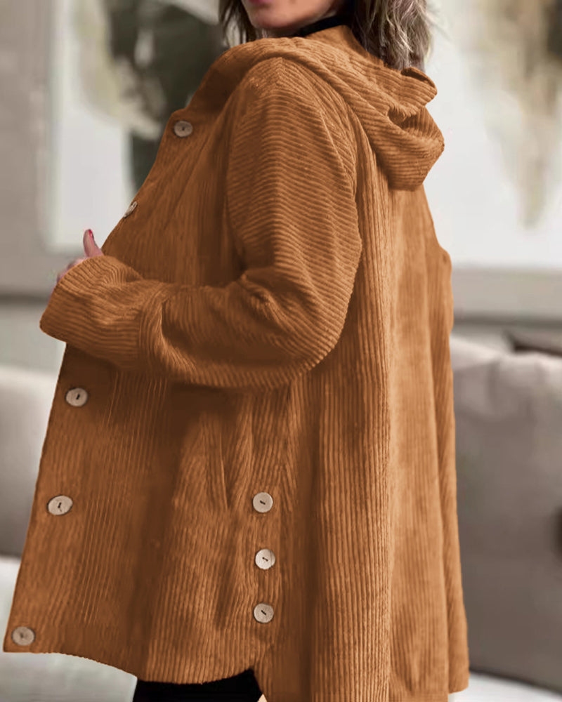Urban Casual Hooded Corduroy Shirt Jacket Urban Casual Hooded Corduroy Shirt Jacket