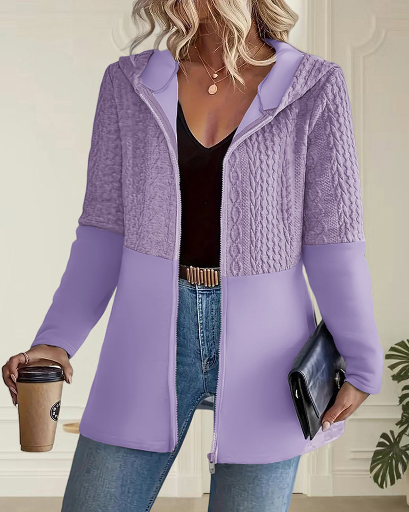 Modern Casual Jacquard Hooded Cardigan Modern Casual Jacquard Hooded Cardigan
