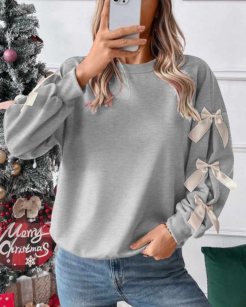 Zeagoo Casual Cute Bow Tie Sweatshirt Zeagoo Casual Cute Bow Tie Sweatshirt