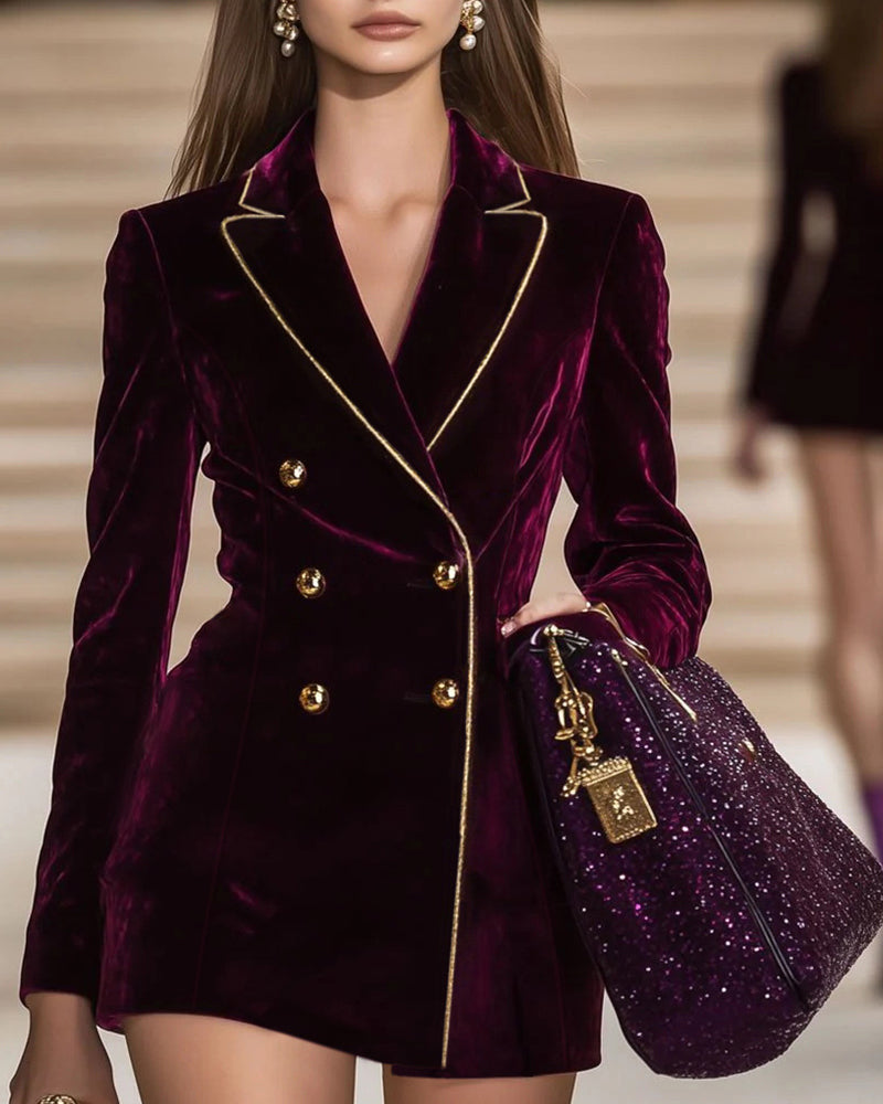 Zeagoo Business Casual Contrast Color Line Trim Velvet Blazer Jacket Zeagoo Business Casual Contrast Color Line Trim Velvet Blazer Jacket