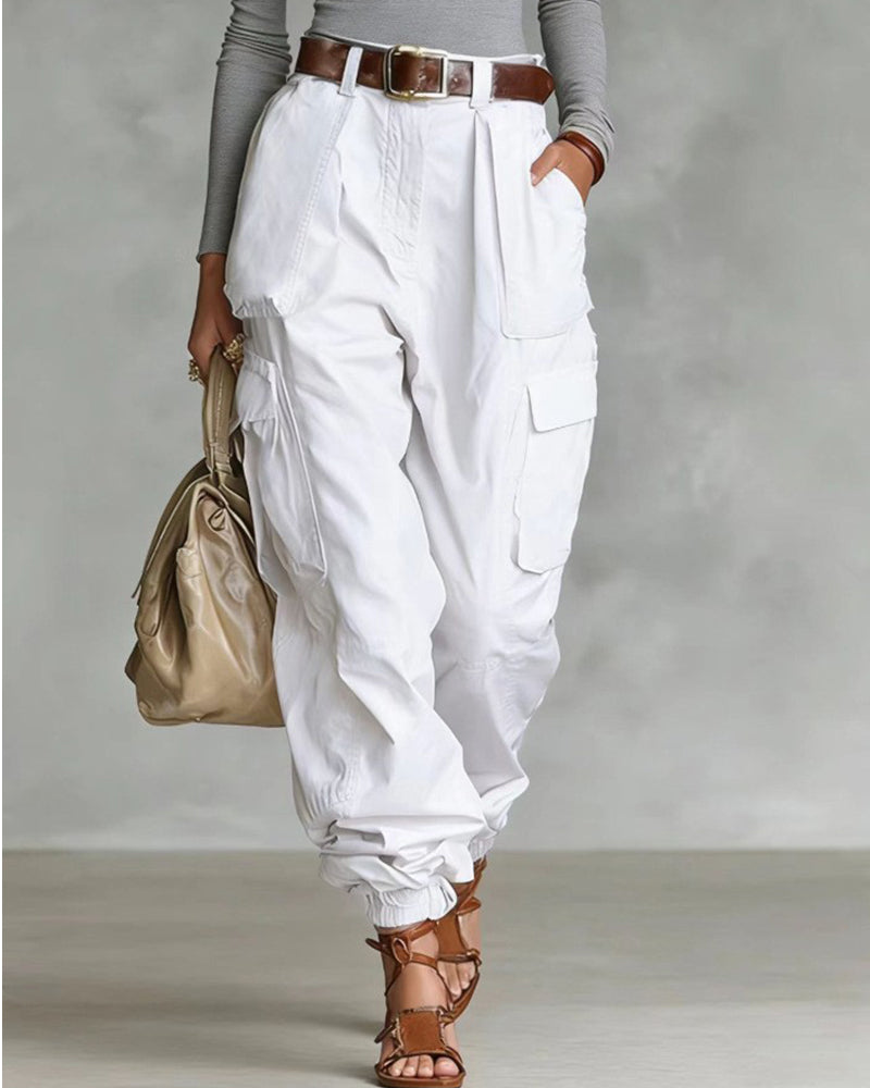 Casual Street Style High Waist Cargo Joggers Casual Street Style High Waist Cargo Joggers