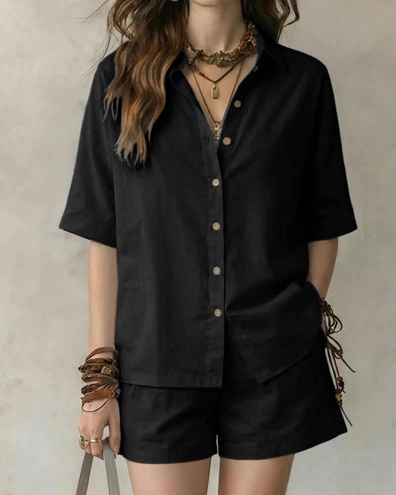 Summer Resort Vibes Short Sleeve Shirt and Shorts Set Summer Resort Vibes Short Sleeve Shirt and Shorts Set