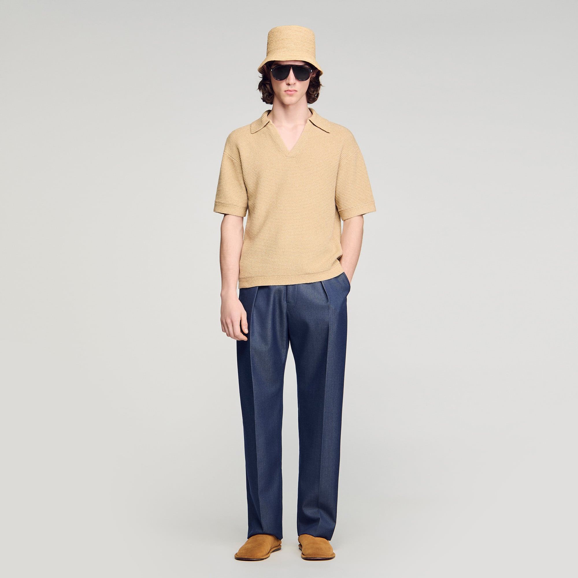 Jute-effect polo shirt Jute-effect polo shirt
