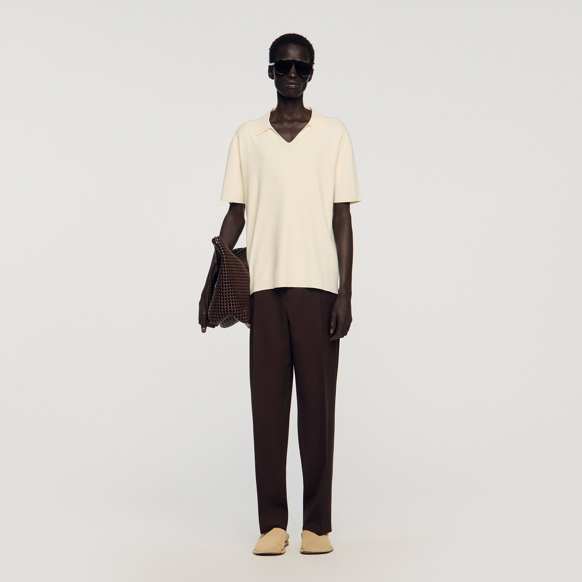 Stretch knit polo shirt
