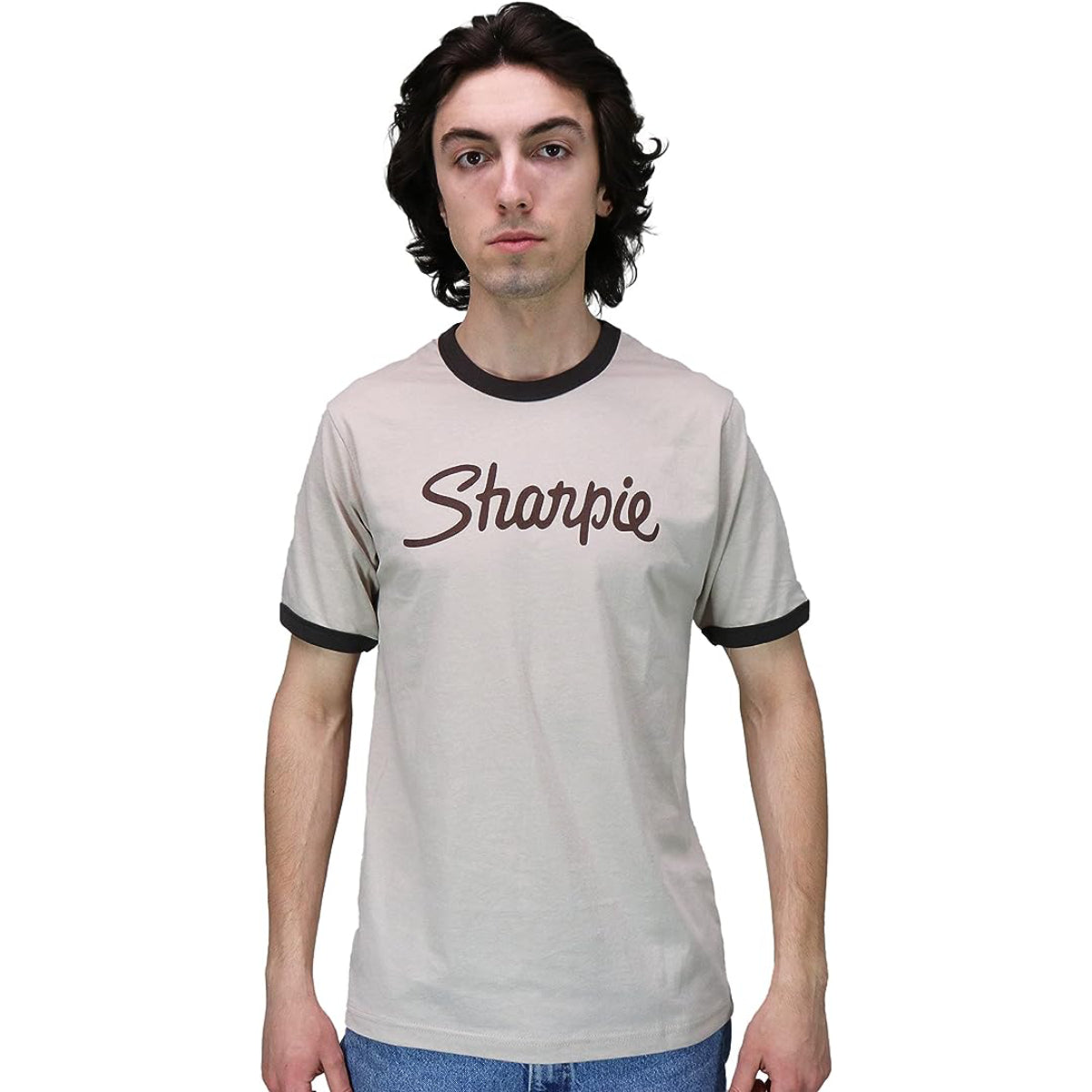 Scott Pilgrim Sharpie Ringer Shirt Heather Brown Pilgrim Rock Band Adult Shirt Scott Pilgrim Sharpie Ringer Shirt Heather Brown Pilgrim Rock Band Adult Shirt
