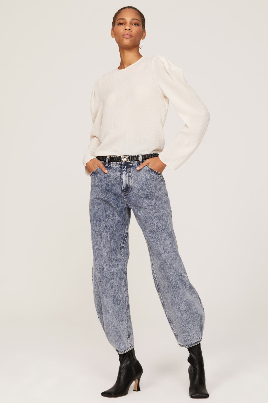 Tibi Crinkle Long Sleeve Top Cream Tibi Crinkle Long Sleeve Top Cream