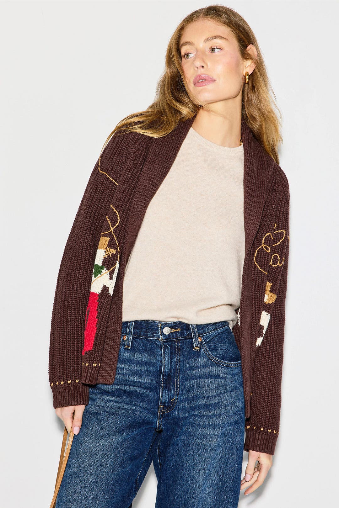 The Great. Lasso Lodge Cardigan Brown-multicolored-print The Great. Lasso Lodge Cardigan Brown-multicolored-print