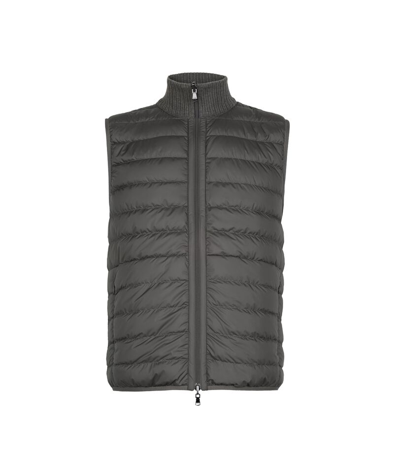 Falconeri Reversible sleeveless short quilted jacket with a matte side Man Dark Grey Melange Falconeri Reversible sleeveless short quilted jacket with a matte side Man Dark Grey Melange