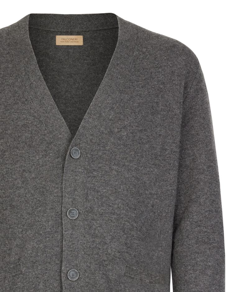 Falconeri Ultrasoft Cashmere cardigan with buttons Man Dark Grey Melange Falconeri Ultrasoft Cashmere cardigan with buttons Man Dark Grey Melange