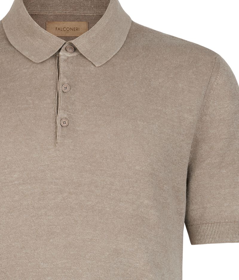 Falconeri Linen and cotton polo shirt Man Wheat Mineral Earth Falconeri Linen and cotton polo shirt Man Wheat Mineral Earth