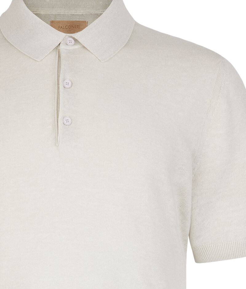 Falconeri Linen and cotton polo shirt Man Salt Mineral Earth Falconeri Linen and cotton polo shirt Man Salt Mineral Earth