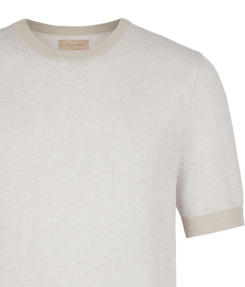 Falconeri Cotton waffle-knit shirt Man Stone