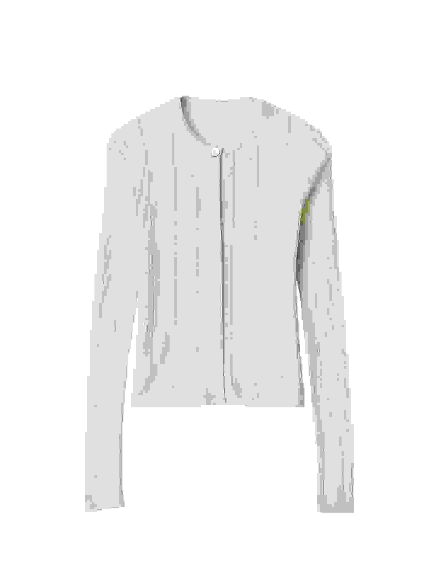 Hidden Button-Front Cashmere Silk Cardigan – M Pure White WK- Hidden Button-Front Cashmere Silk Cardigan – M Pure White WK-