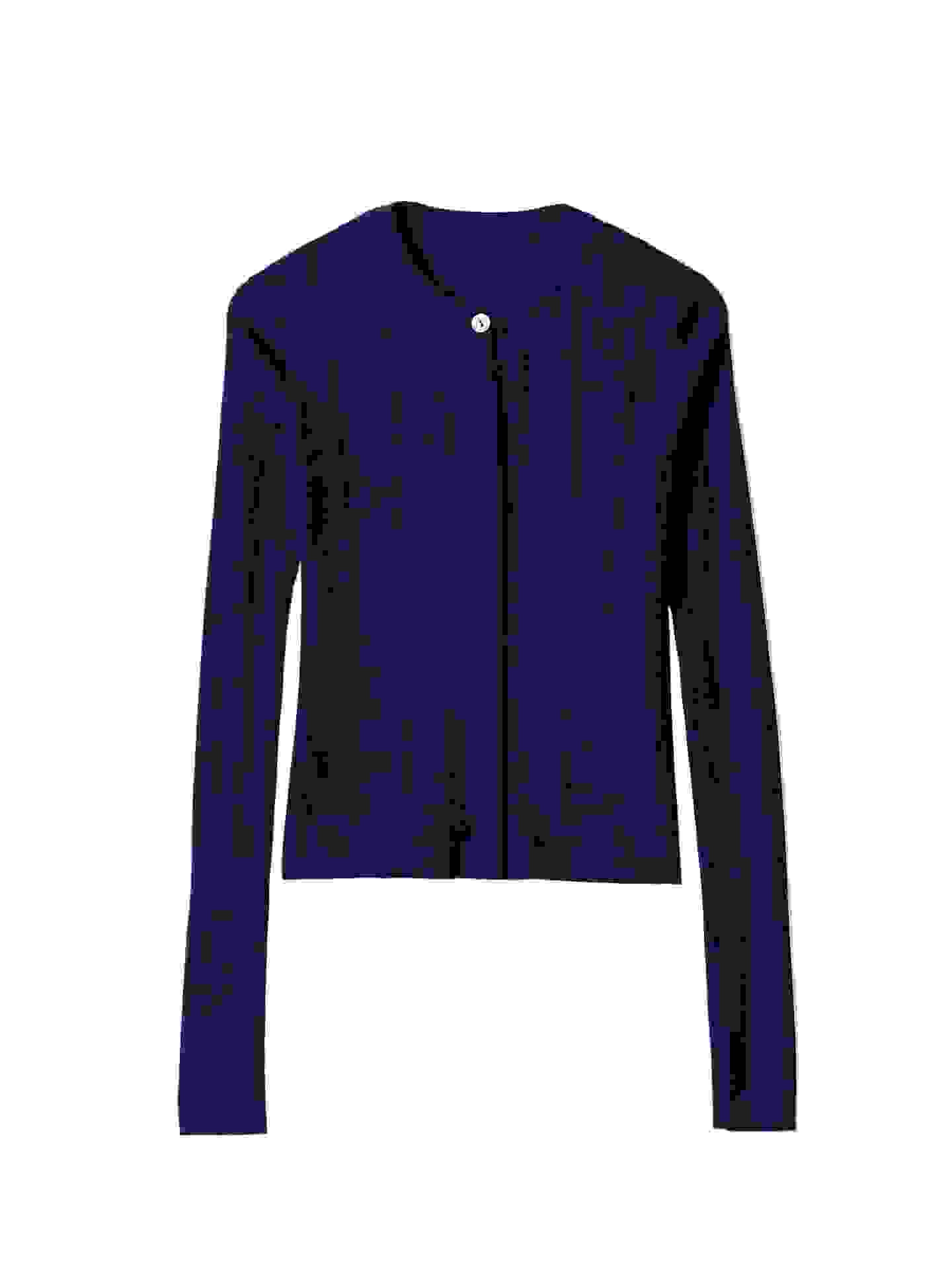 Hidden Button-Front Cashmere Silk Cardigan – Dark Indigo WK-