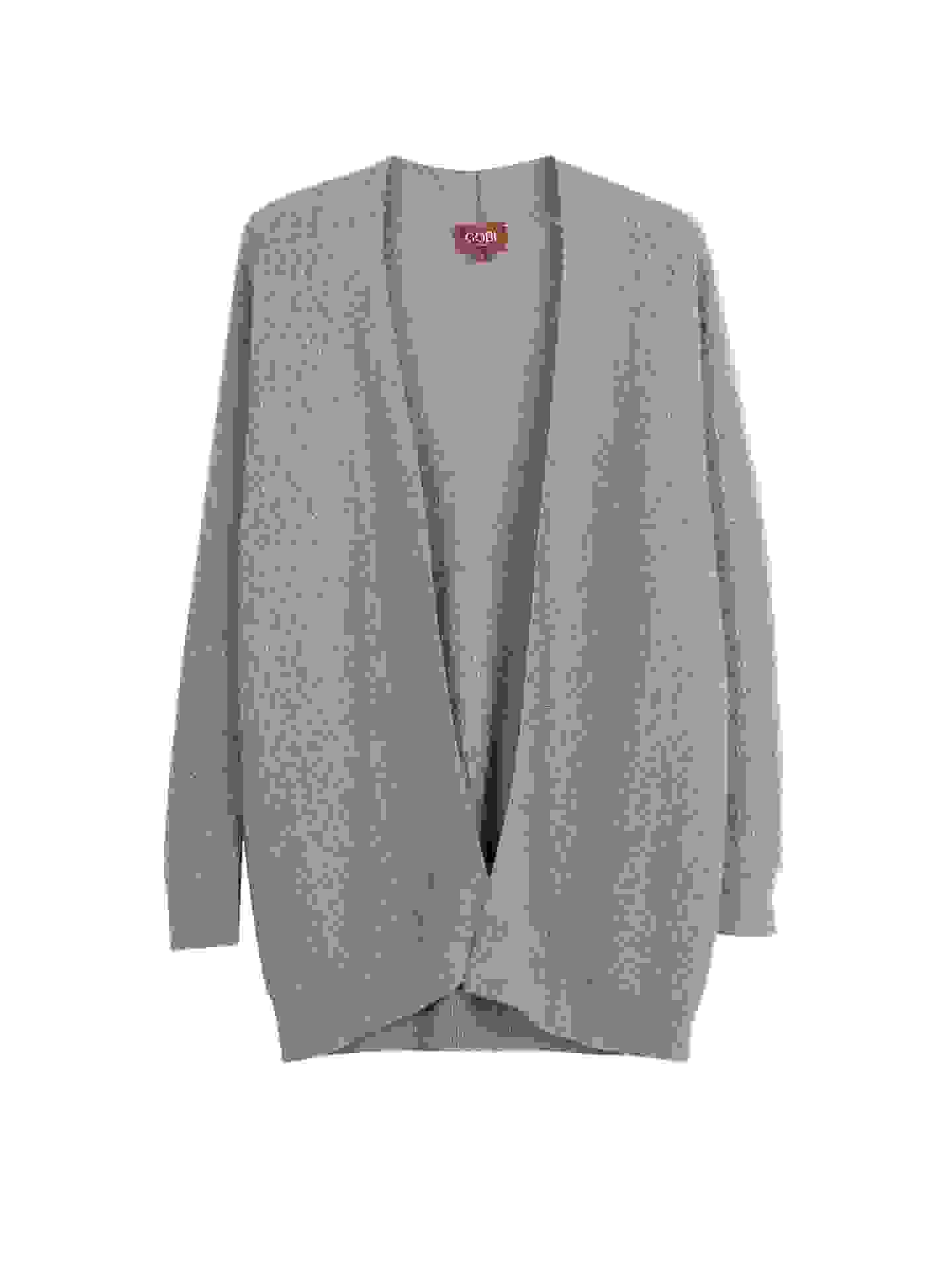 Organic Color Ajour Knit Open-Front Cashmere Cardigan – M taupe WK-