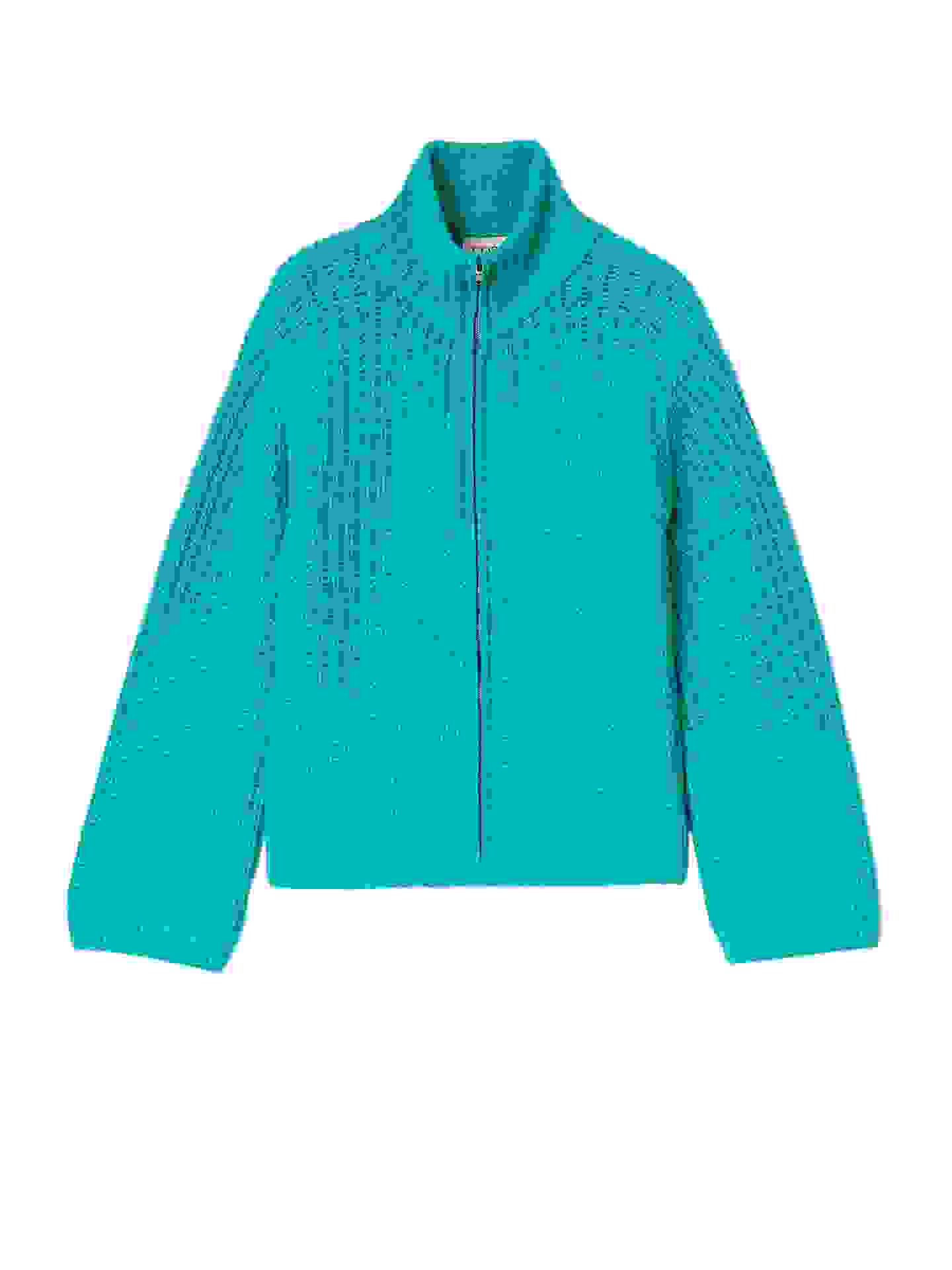 Chunky Cashmere Cardigan with Zipper – L dynasty green WKD- Chunky Cashmere Cardigan with Zipper – L dynasty green WKD-