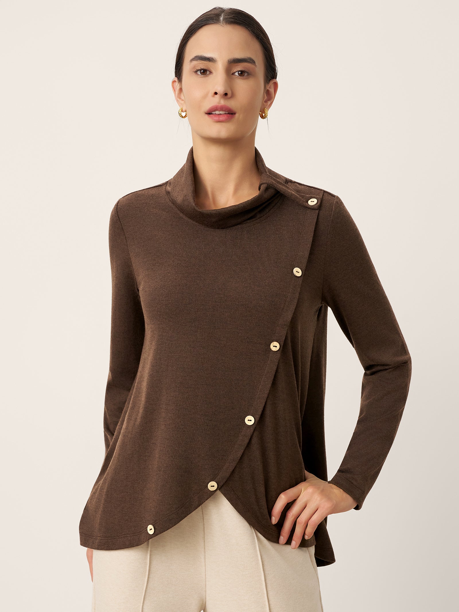 Wool Asymmetric Hem Long Sleeve Top CHARITY Wool Asymmetric Hem Long Sleeve Top CHARITY