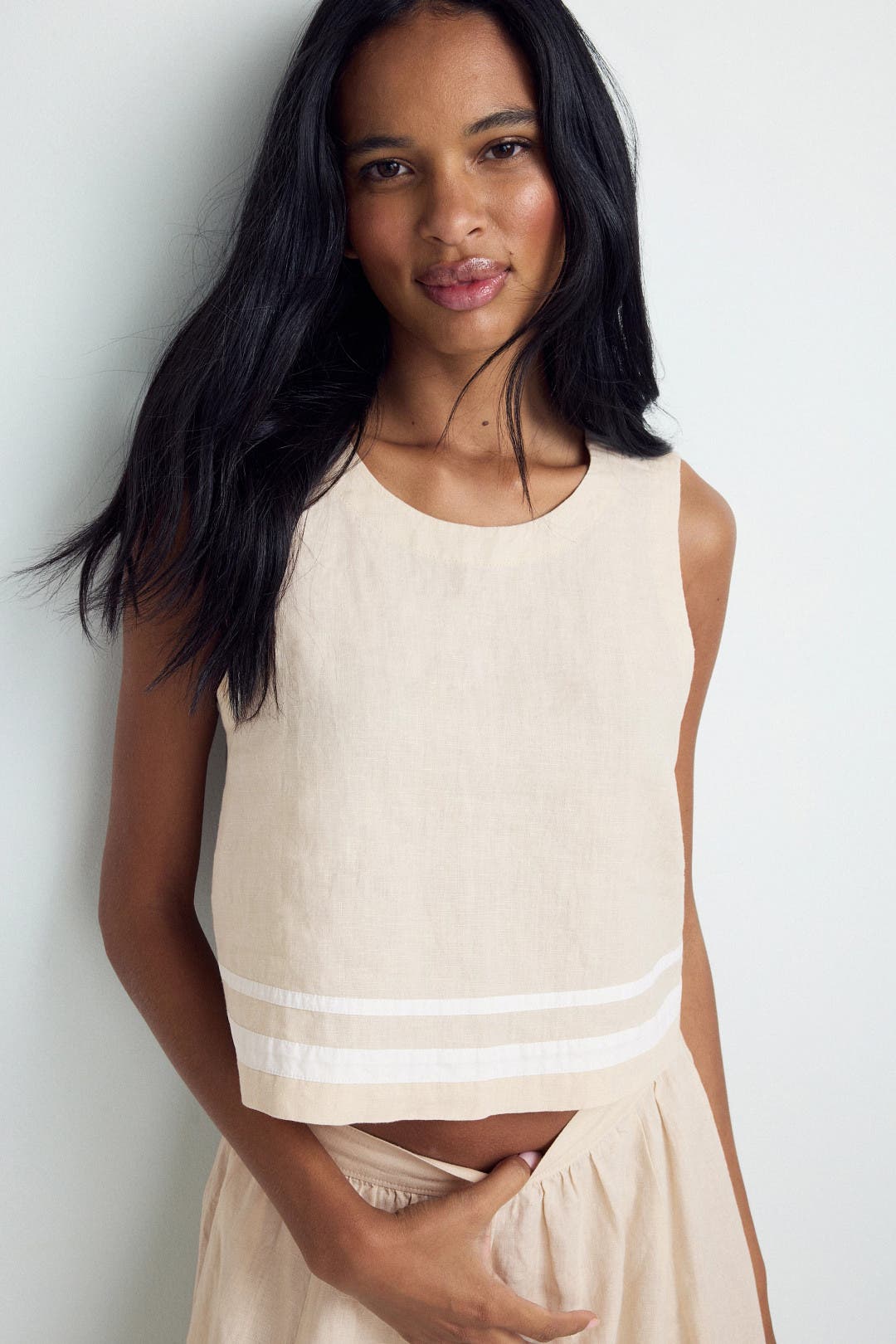 XRENA Leni Tank Top Brown-white-print XRENA Leni Tank Top Brown-white-print