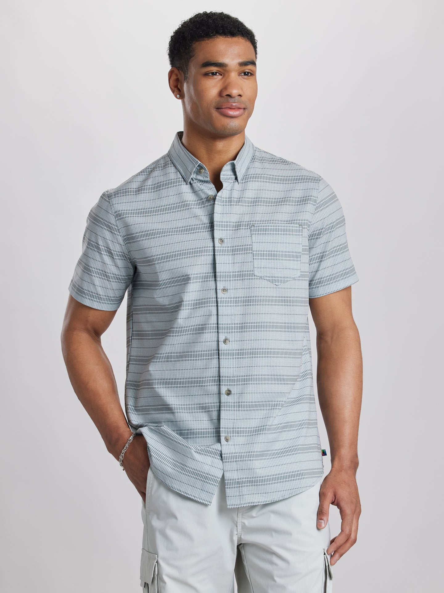 Men’s UB Tech Printed Mesh Button-Up Shirt by UNIONBAY, Quartz Men’s UB Tech Printed Mesh Button-Up Shirt by UNIONBAY, Quartz
