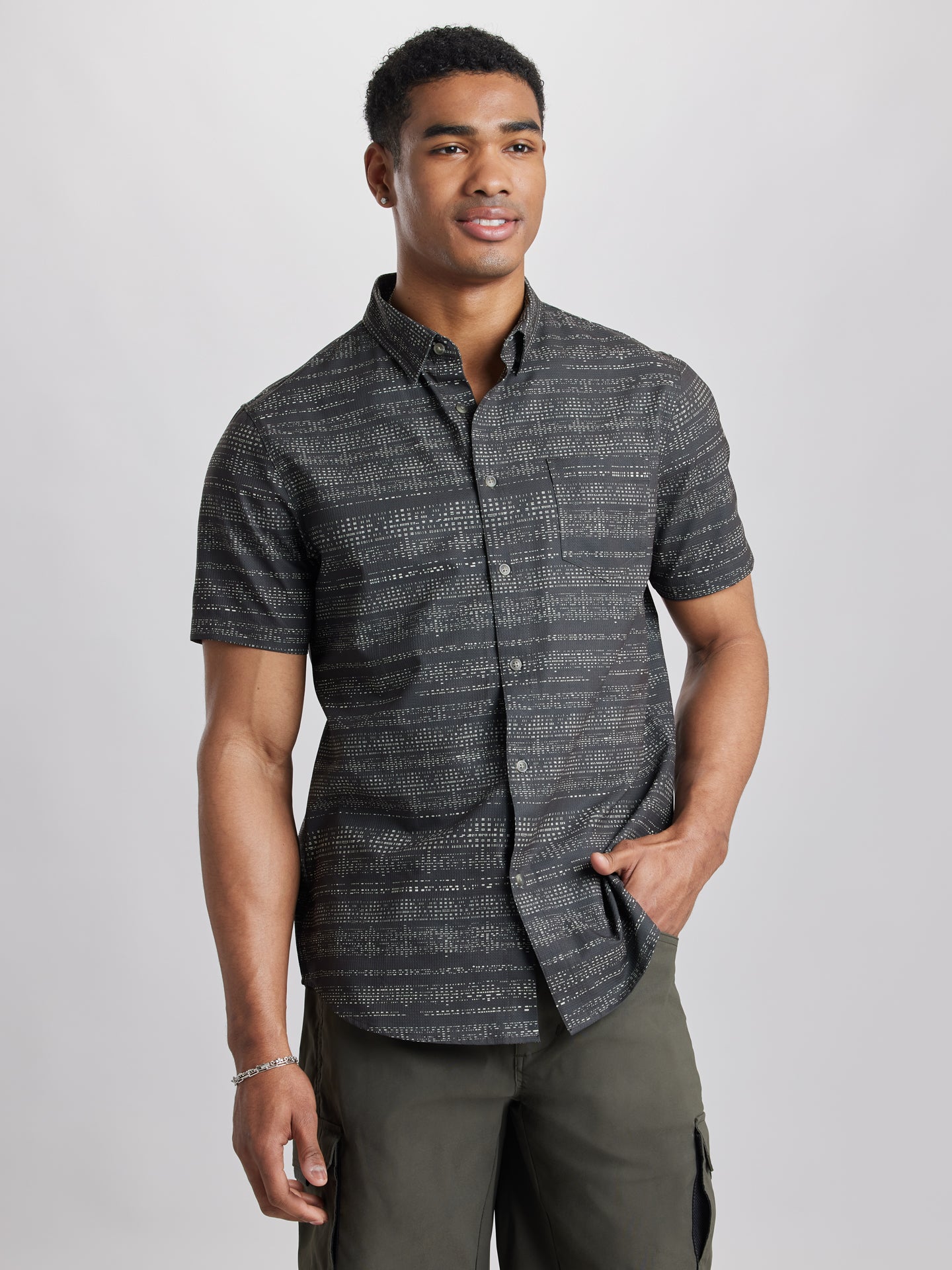 Men’s UB Tech Printed Mesh Button-Up Shirt by UNIONBAY, Flint Men’s UB Tech Printed Mesh Button-Up Shirt by UNIONBAY, Flint