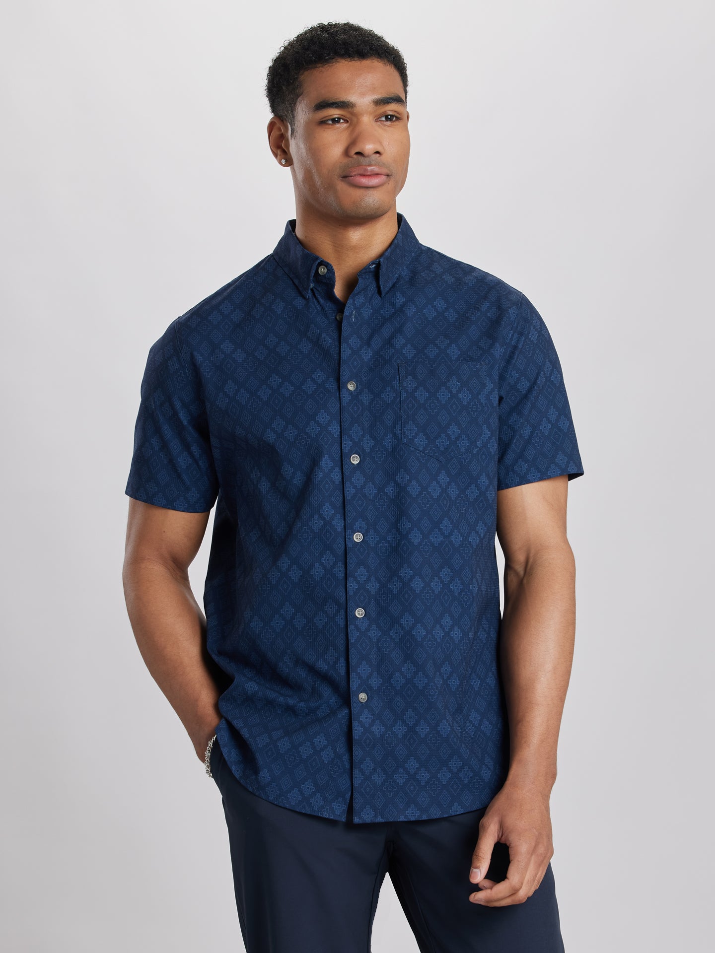 Men’s UB Tech Printed Mesh Button-Up Shirt by UNIONBAY, Nocturne Men’s UB Tech Printed Mesh Button-Up Shirt by UNIONBAY, Nocturne