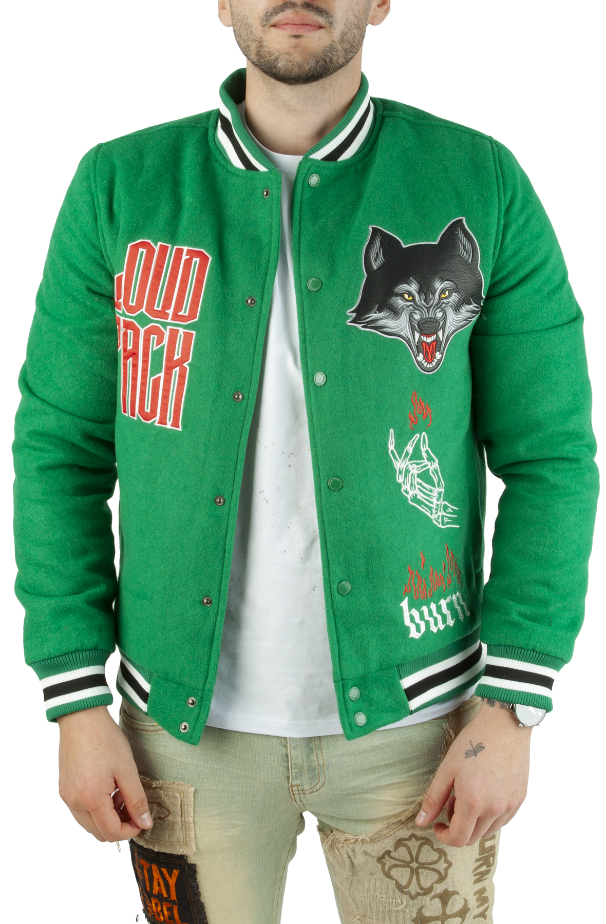 Men Loud Pack Varsity Jacket GreenBlack Jackets M GreenBlack Men Loud Pack Varsity Jacket GreenBlack Jackets M GreenBlack