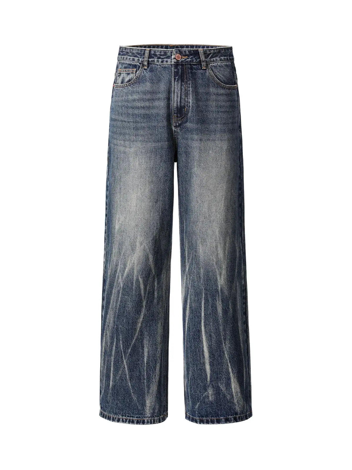 Tie Dyed Wrinkled Effect Straight Jeans Tie Dyed Wrinkled Effect Straight Jeans