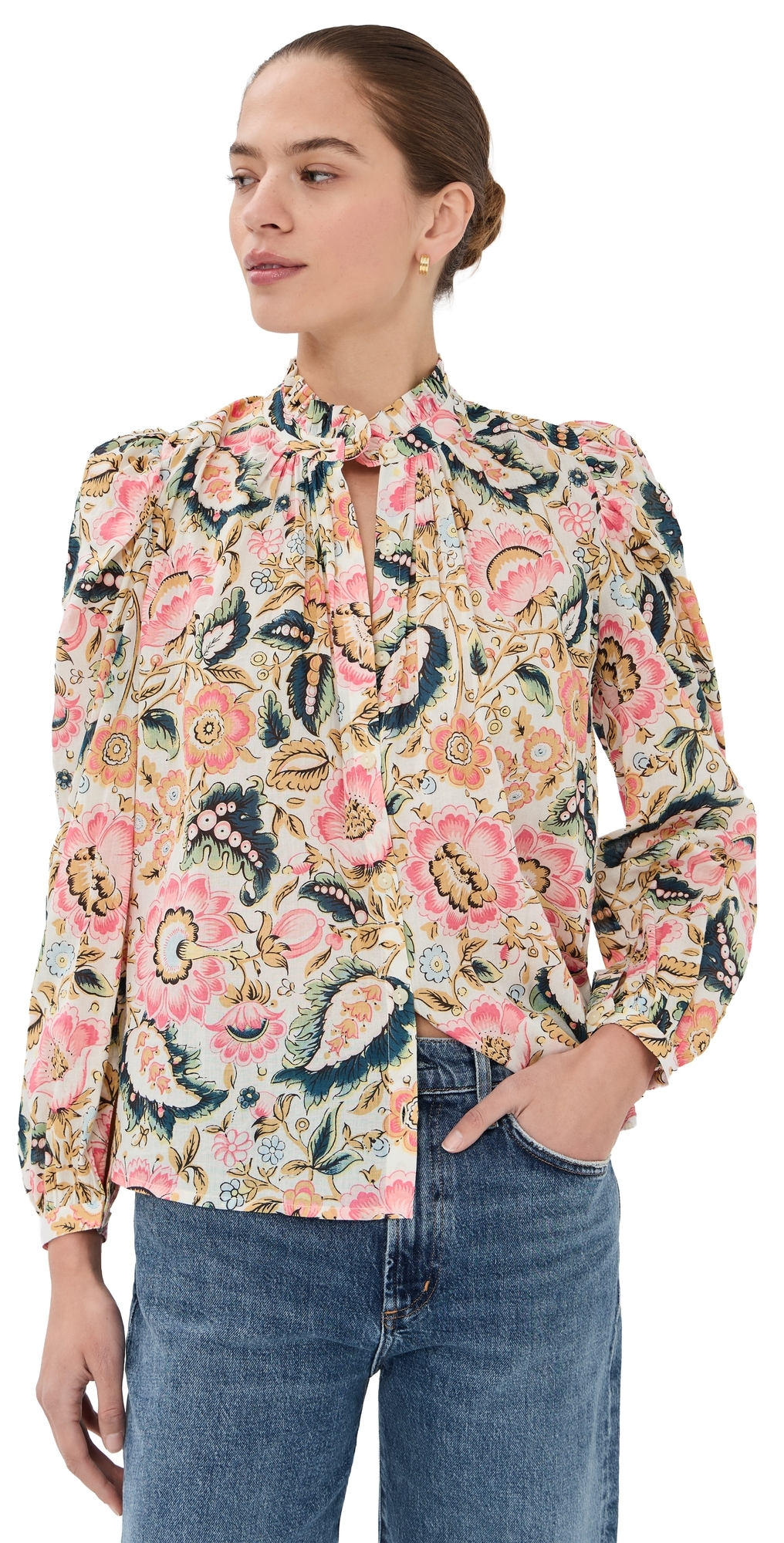 Alix of Bohemia Annabel Melon Bloom Shirt Off-White Alix of Bohemia Annabel Melon Bloom Shirt Off-White