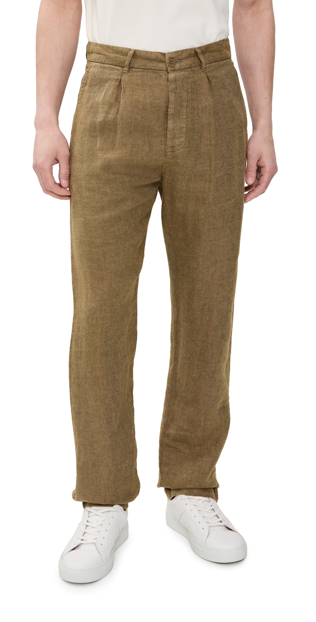 Alex Crane Pleated Linen Alta Trousers Chai Alex Crane Pleated Linen Alta Trousers Chai