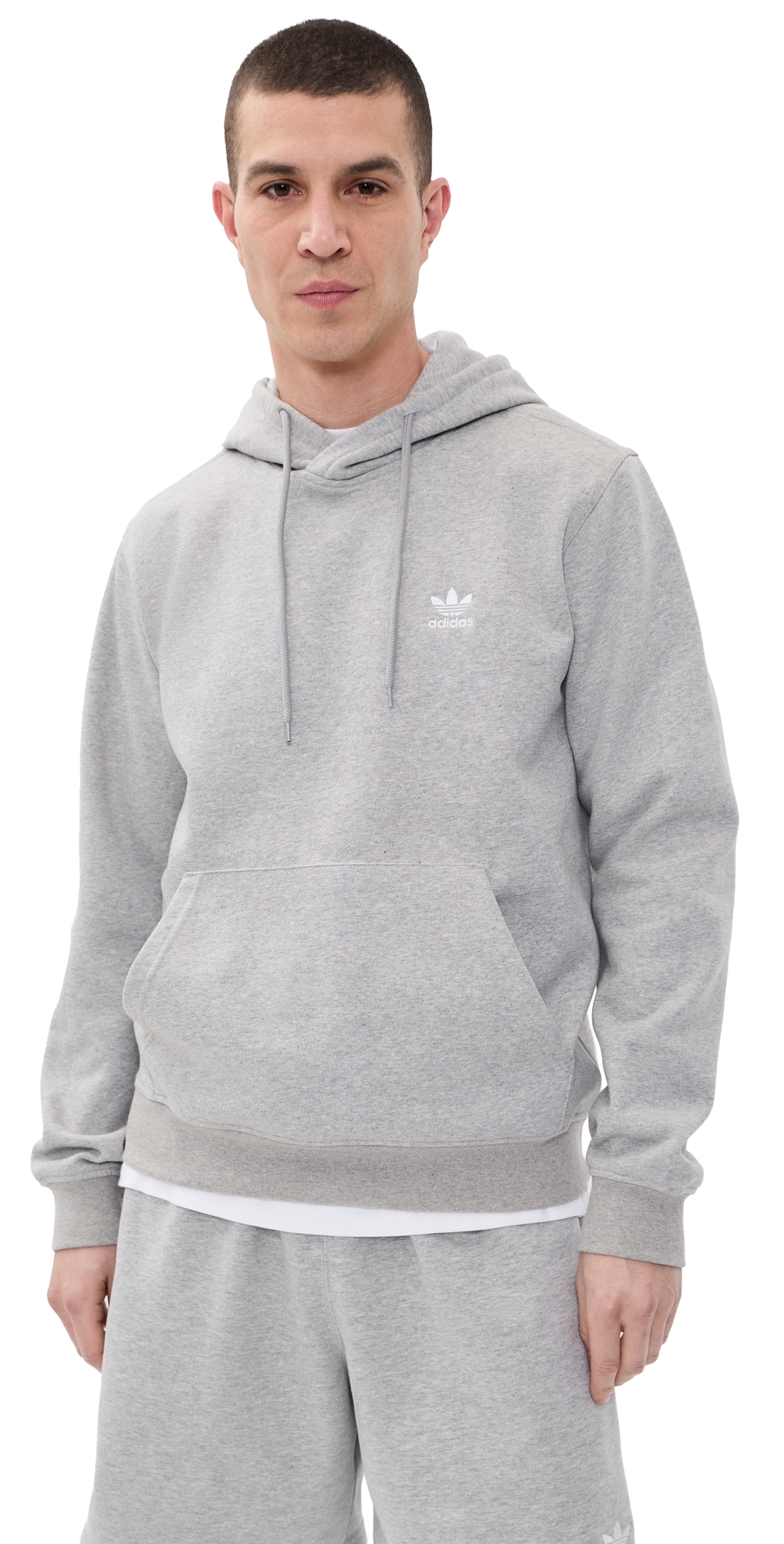 adidas Trefoil Essentials Hoodie Medium Grey HeatherWhite adidas Trefoil Essentials Hoodie Medium Grey HeatherWhite