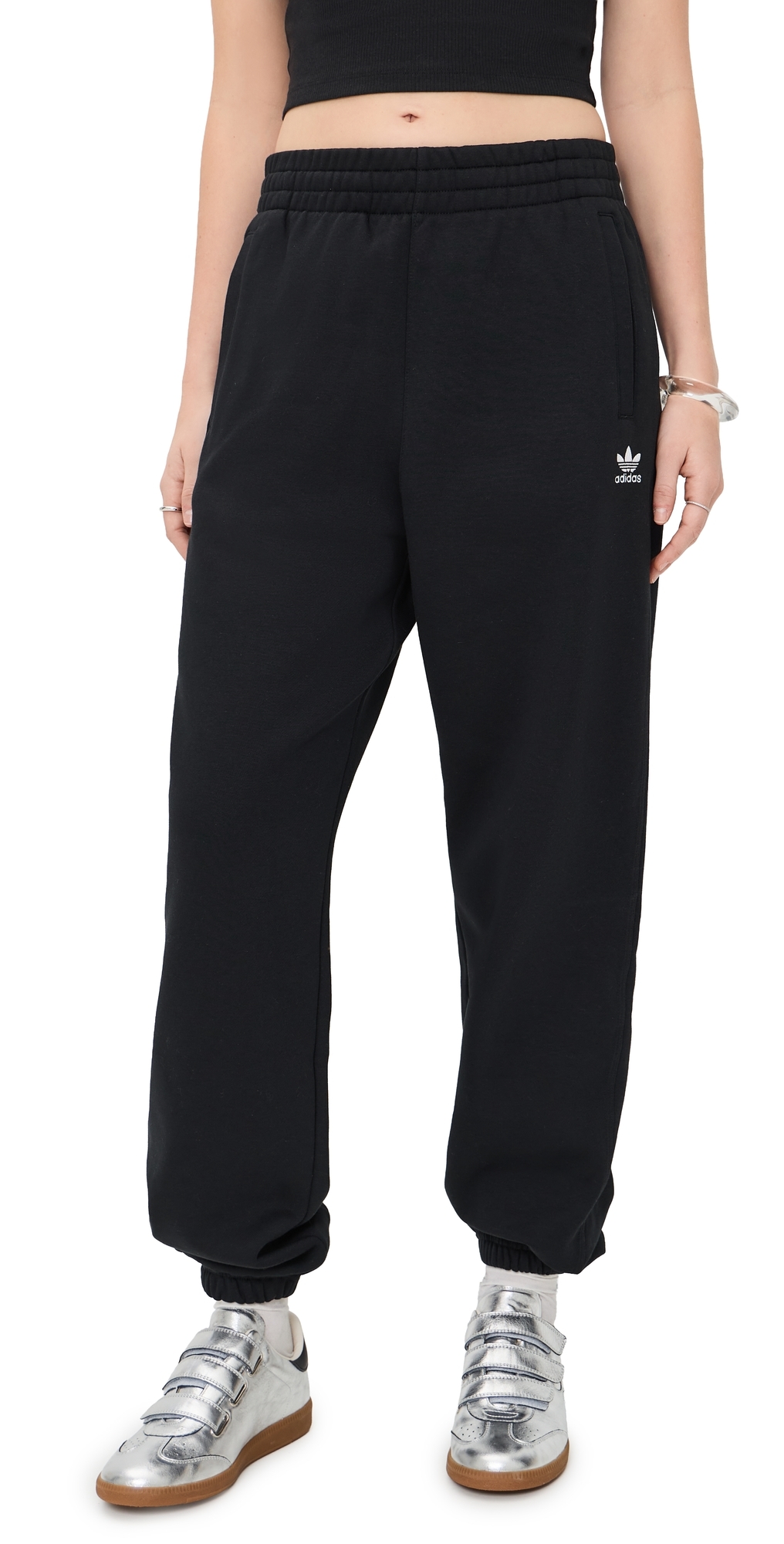 adidas Essentials Loose Fleece Joggers Black adidas Essentials Loose Fleece Joggers Black