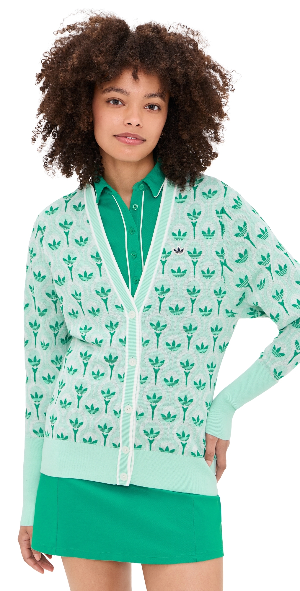 Adidas Golf Originals All Over Cardigan WhiteClear Mint Adidas Golf Originals All Over Cardigan WhiteClear Mint