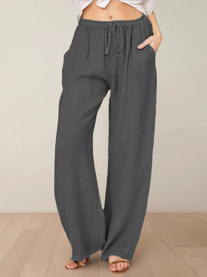 Loose Fit Flared Bottoms Elastic Waist Wide Leg Drawstring Joggers Pants – Dark Grey M Loose Fit Flared Bottoms Elastic Waist Wide Leg Drawstring Joggers Pants – Dark Grey M