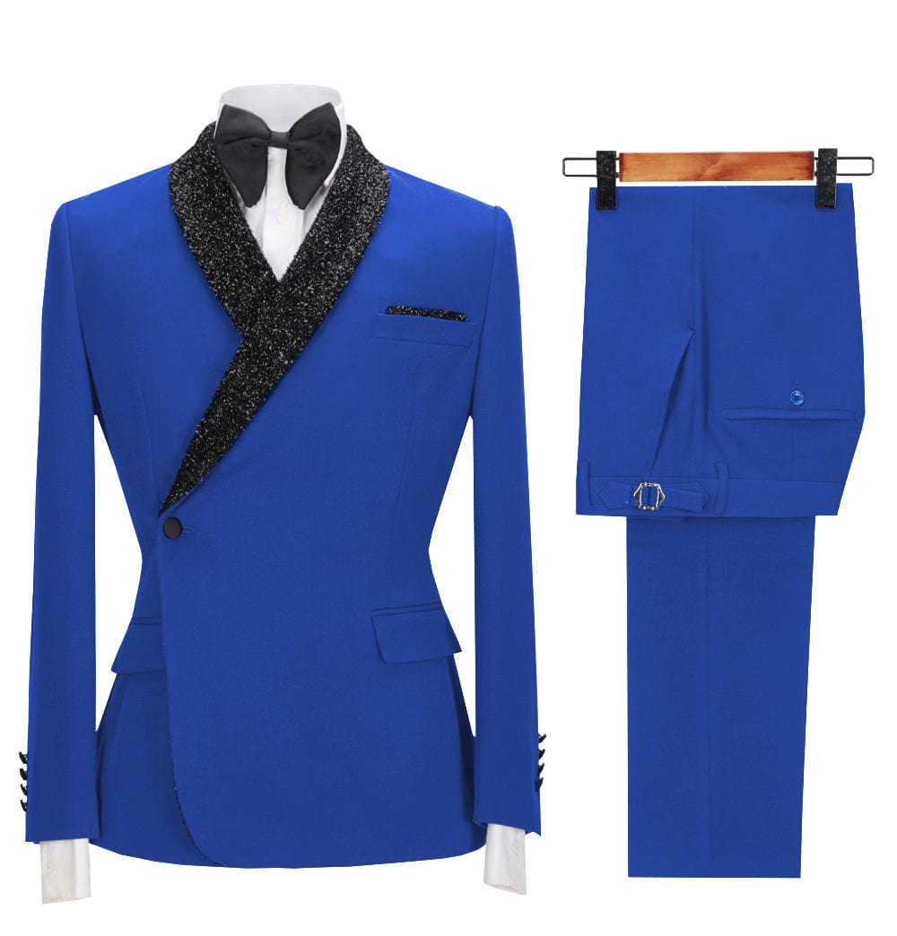 Aesido Pieces Casual Mens Regular Fit Men Suit Blazer + Pants – Royal Blue R Aesido Pieces Casual Mens Regular Fit Men Suit Blazer + Pants – Royal Blue R