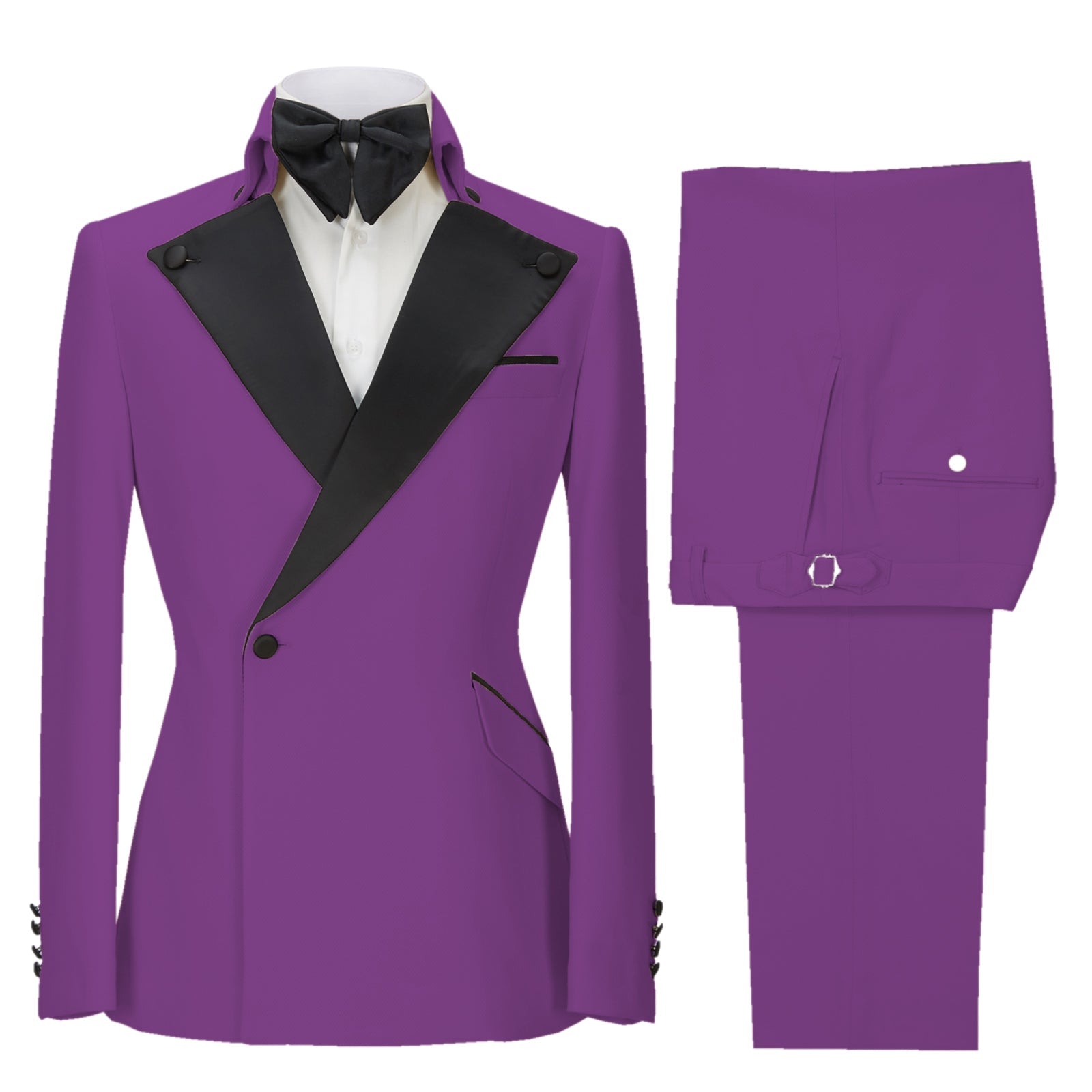 Aesido Pieces Single Button Shawl Lapel Men Suit Blazer+Pants – Purple R Aesido Pieces Single Button Shawl Lapel Men Suit Blazer+Pants – Purple R