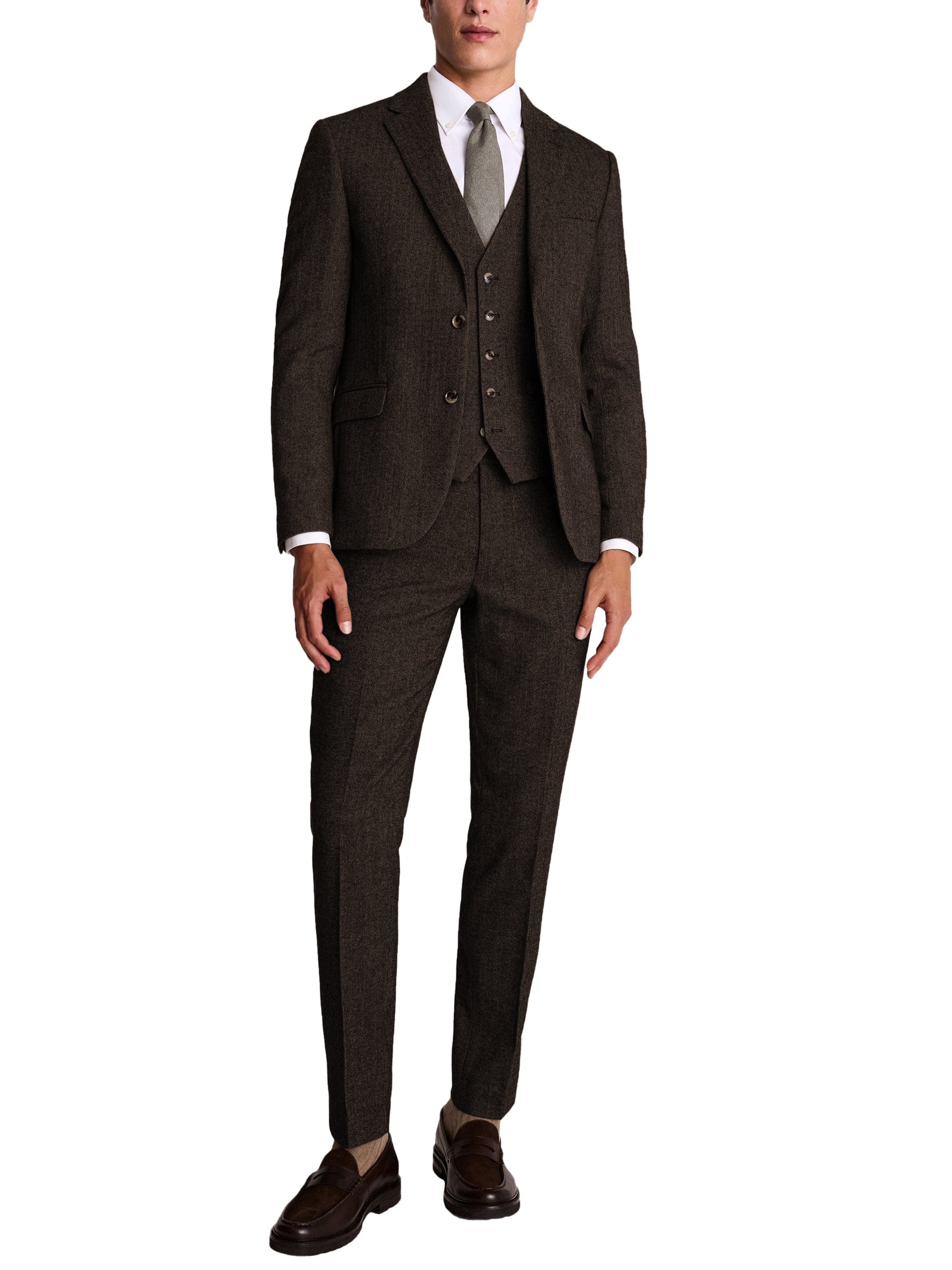 Men’s -Piece Slim Fit Herringbone Suit Notch Lapel Blazer, Vest and Pants – Coffee R Men’s -Piece Slim Fit Herringbone Suit Notch Lapel Blazer, Vest and Pants – Coffee R