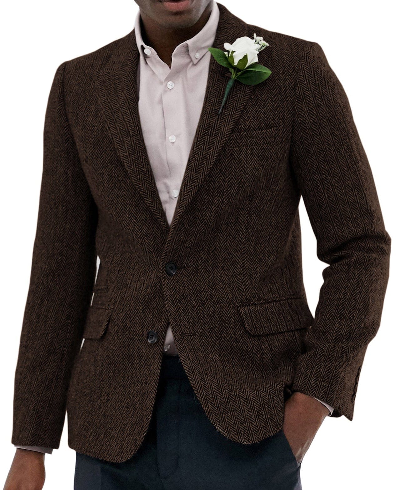 Aesido Formal Men’s Wool Herringbone Notch Lapel Blazer – Army Green R Aesido Formal Men’s Wool Herringbone Notch Lapel Blazer – Army Green R