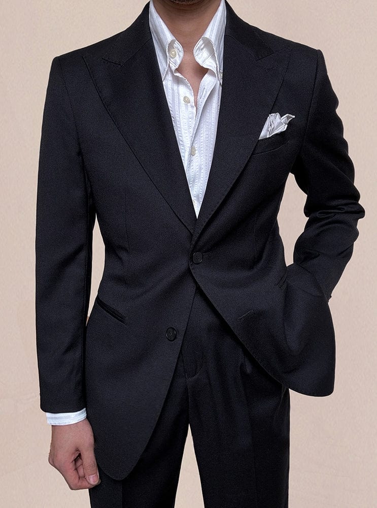 Grey Piece Business Casual Peak Lapel Men Suit Blazer+Pants – Black R Grey Piece Business Casual Peak Lapel Men Suit Blazer+Pants – Black R