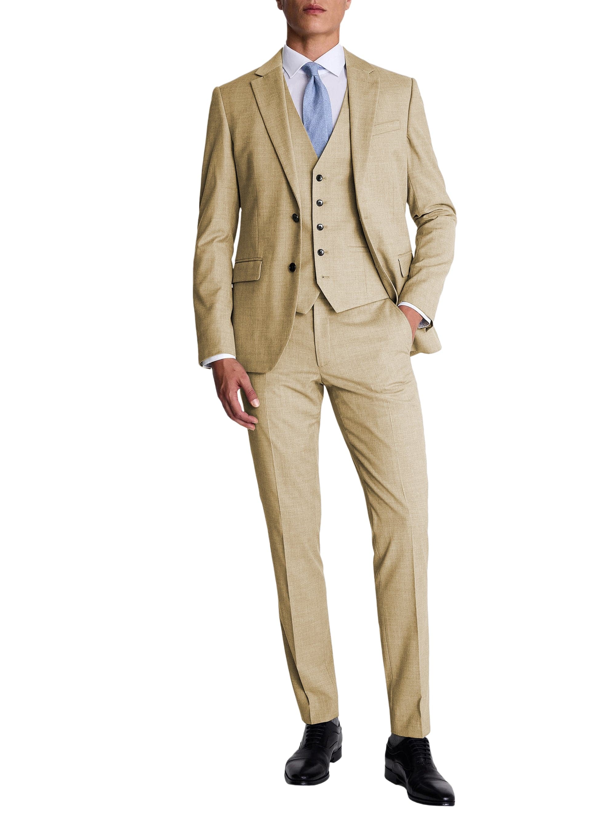 Men’s Black -Piece Suit Set Blazer, Vest & Pants – Champagne R
