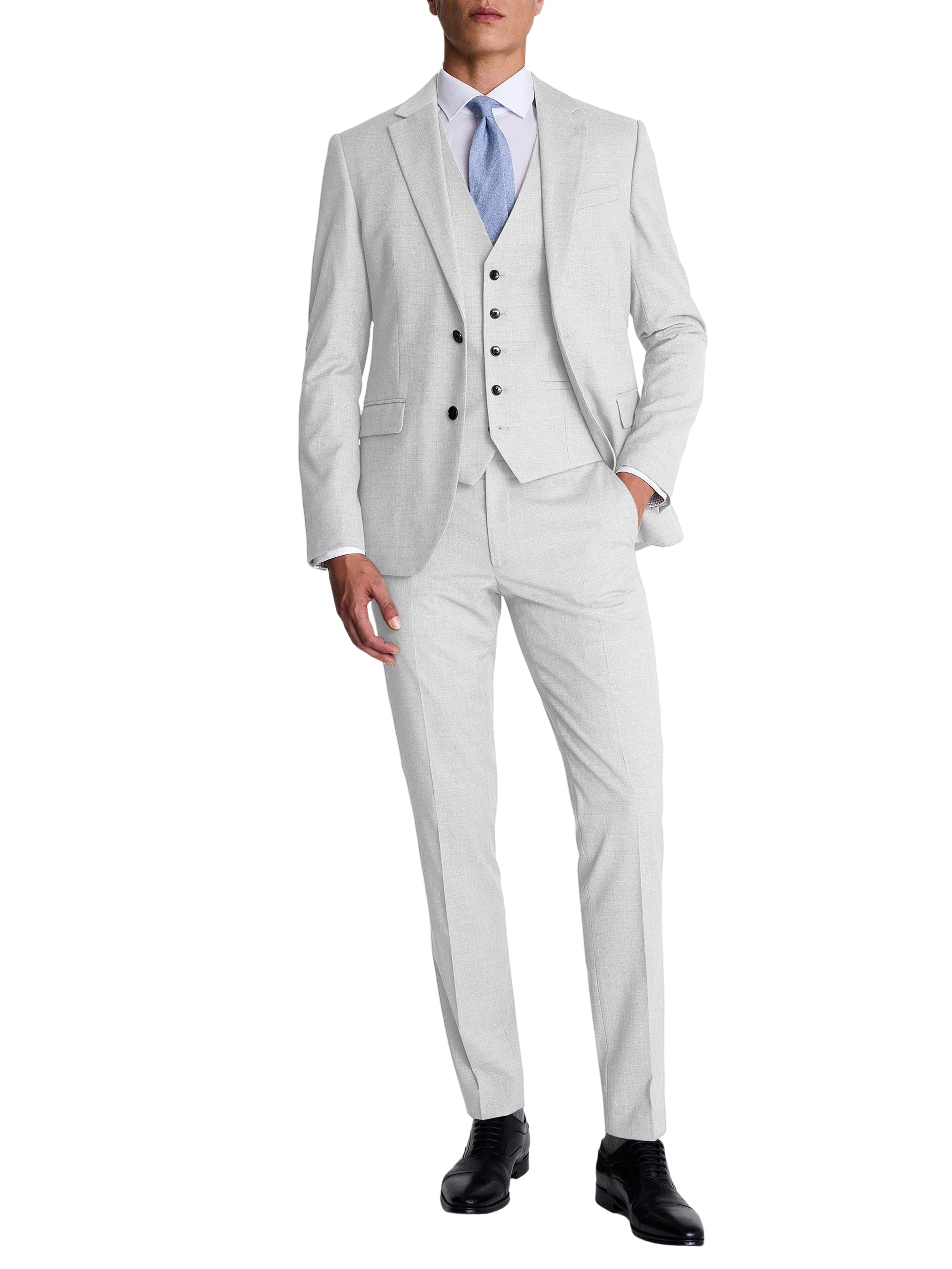 Men’s Black -Piece Suit Set Blazer, Vest & Pants – White R Men’s Black -Piece Suit Set Blazer, Vest & Pants – White R