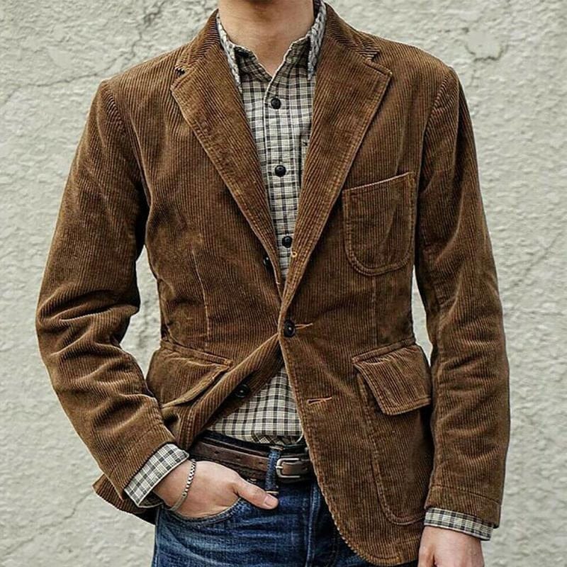 Men’s Casual Corduroy Jacket Solid Color, Stylish and Comfortable