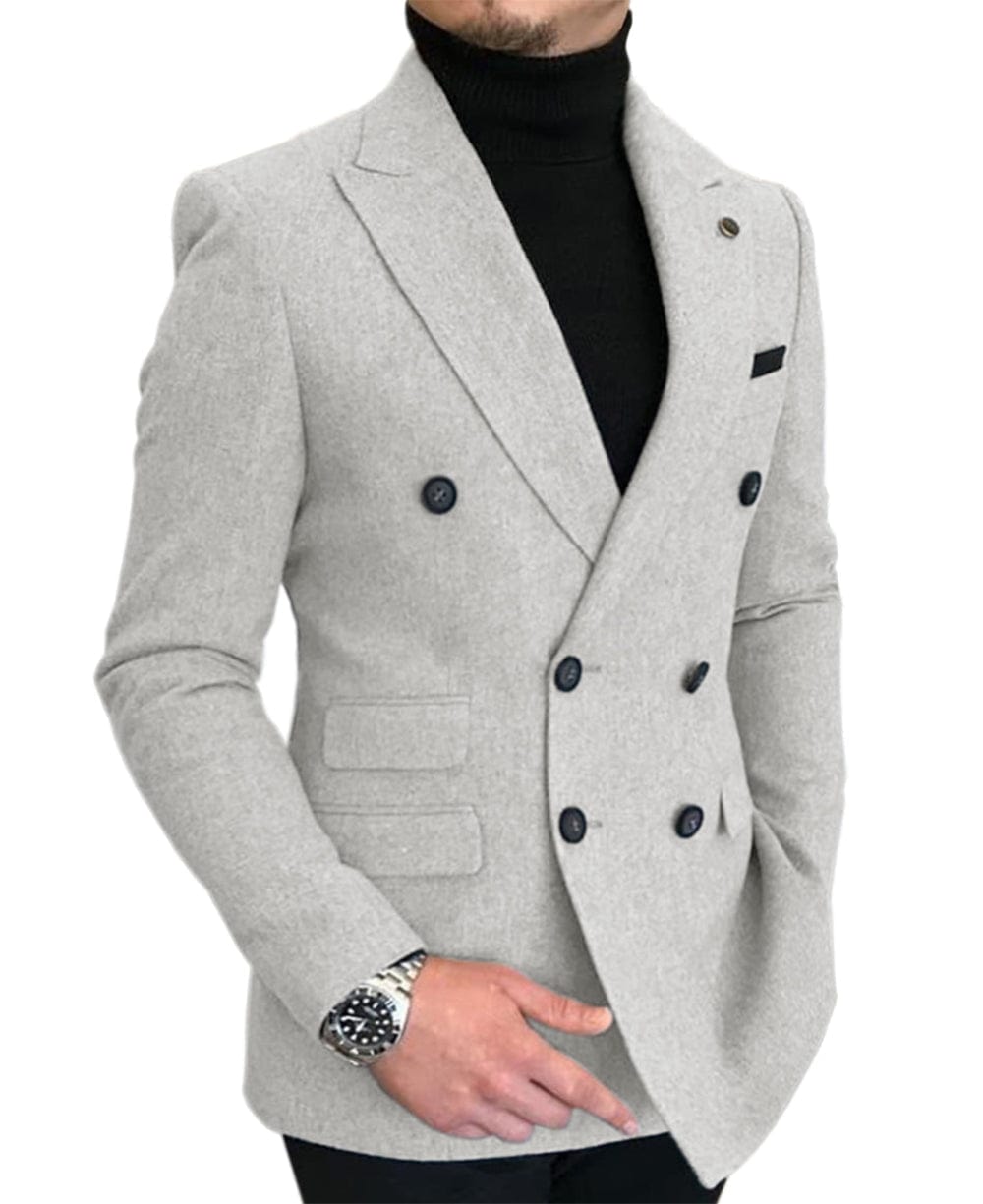 Aesido Men’s Casual Tweed Notch Lapel Blazer – Silver R Aesido Men’s Casual Tweed Notch Lapel Blazer – Silver R