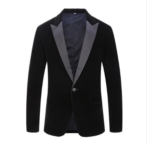 Men’s Royal Blue Velvet Blazer – Black R Men’s Royal Blue Velvet Blazer – Black R
