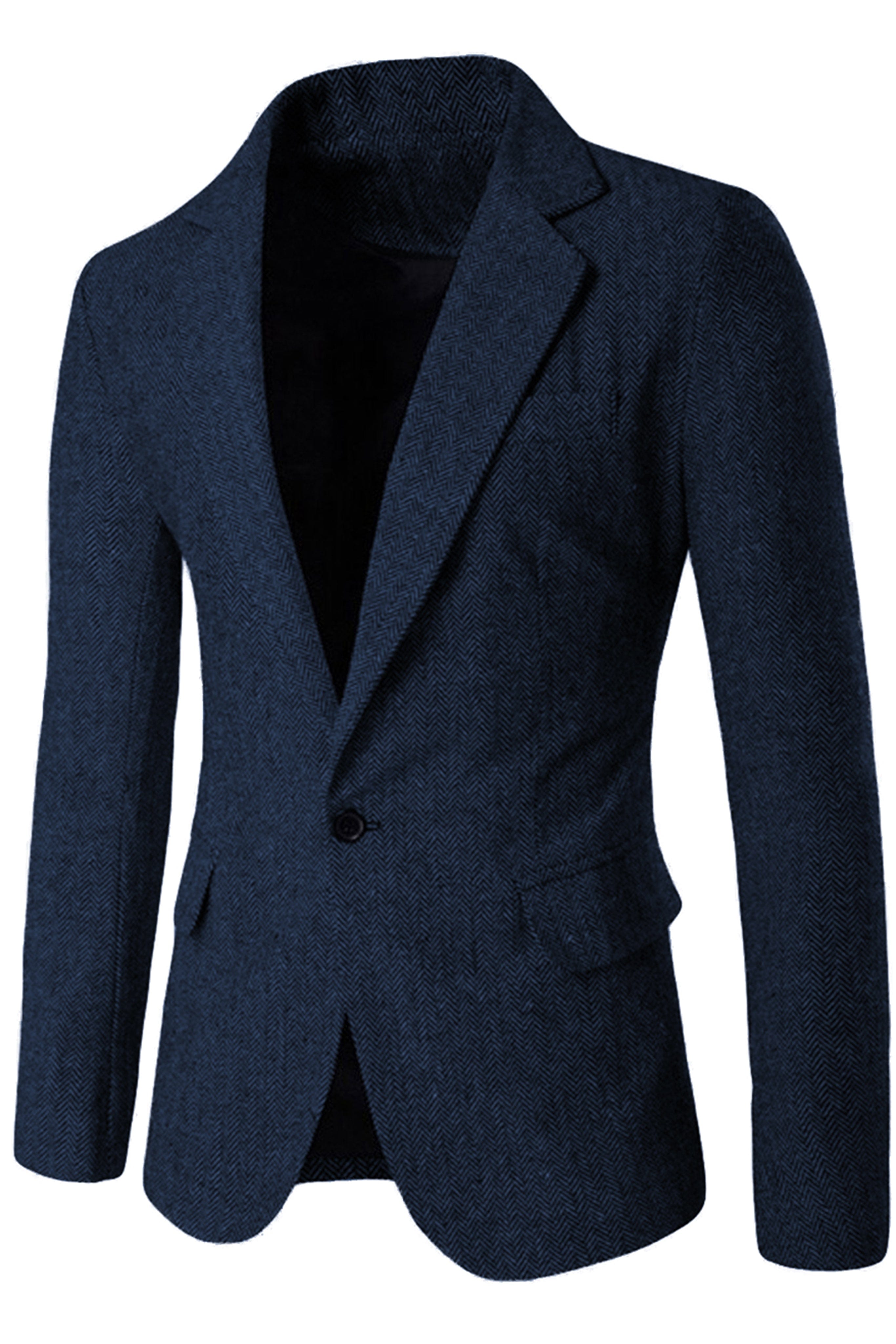 Aesido Men’s Single Button Blazer – Navy R Aesido Men’s Single Button Blazer – Navy R